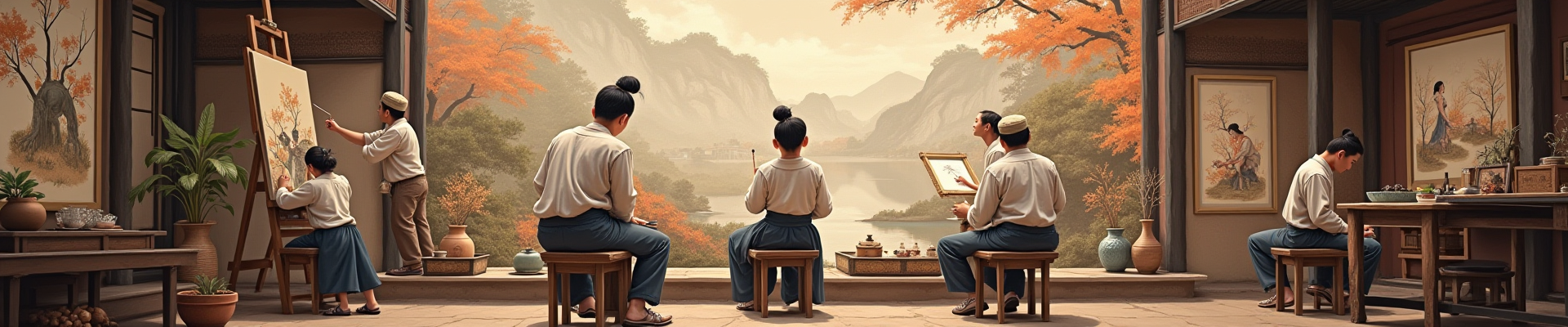 金山农民画家创作场景